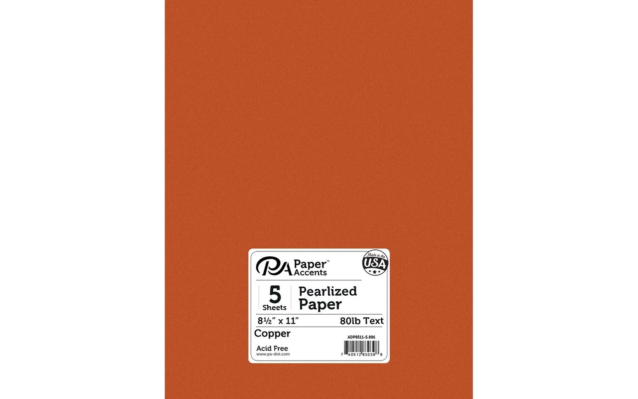 Paper Pearlized 8.5x11 80lb Copper 5pc